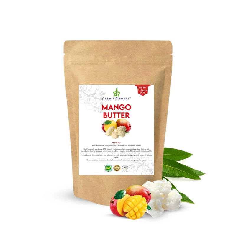 Cosmic Element 100% Pure Organic Mango Butter - Unrefined Raw Mango Butter with Vitamins A, C & E | Antioxidant-Rich Mango Body Butter for Skin & Hair | Shea Butter Substitute for Soap & Lotion - 4oz - Image 1